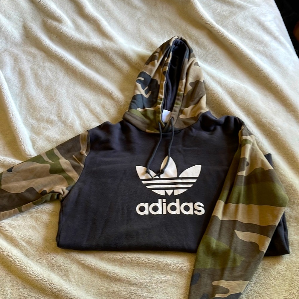 Black and Camouflage Adidas Hooded Sweatshirt